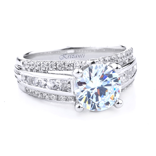 18KT.W ENGAGEMENT RING PRN-0.35CT, RD-0.45CT